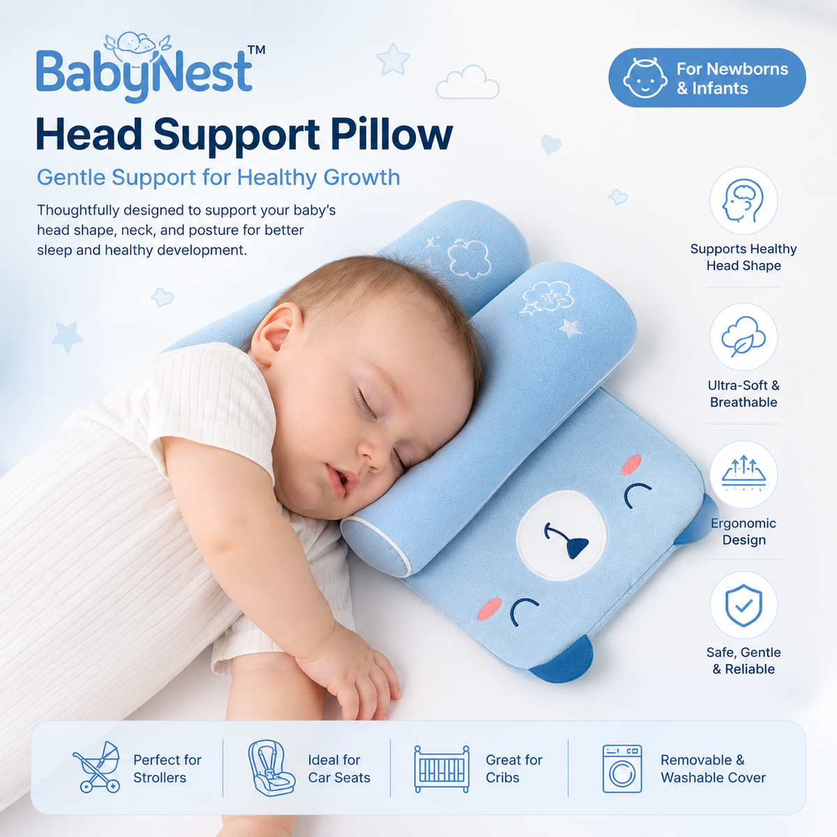BabyNest™ Head Support Pillow