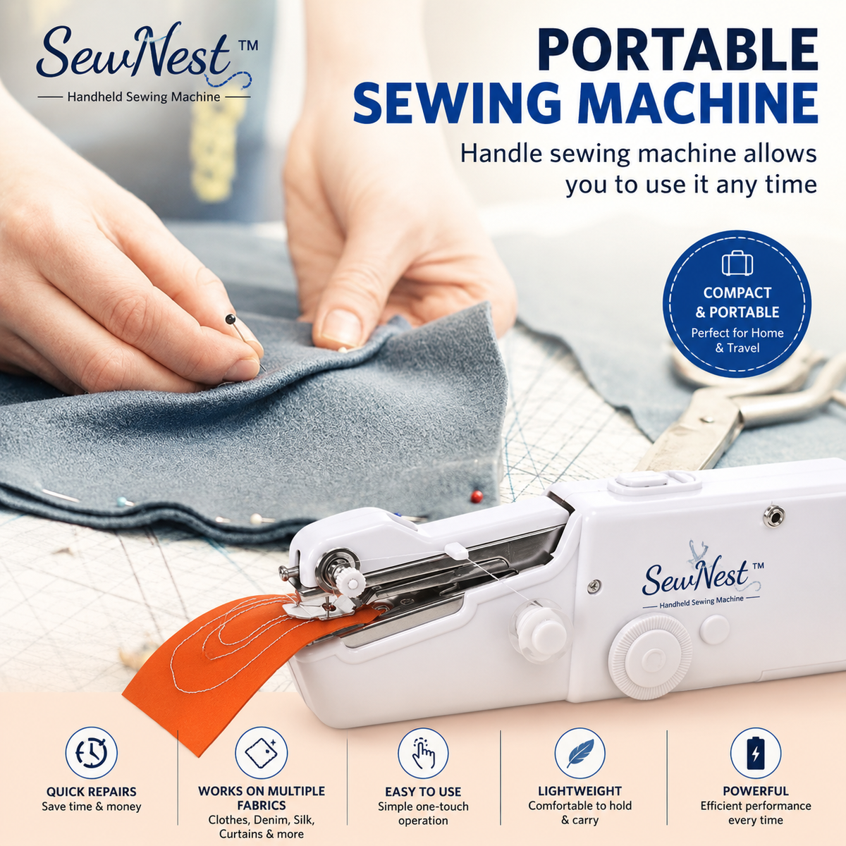 SewNest™ Handheld Sewing Machine