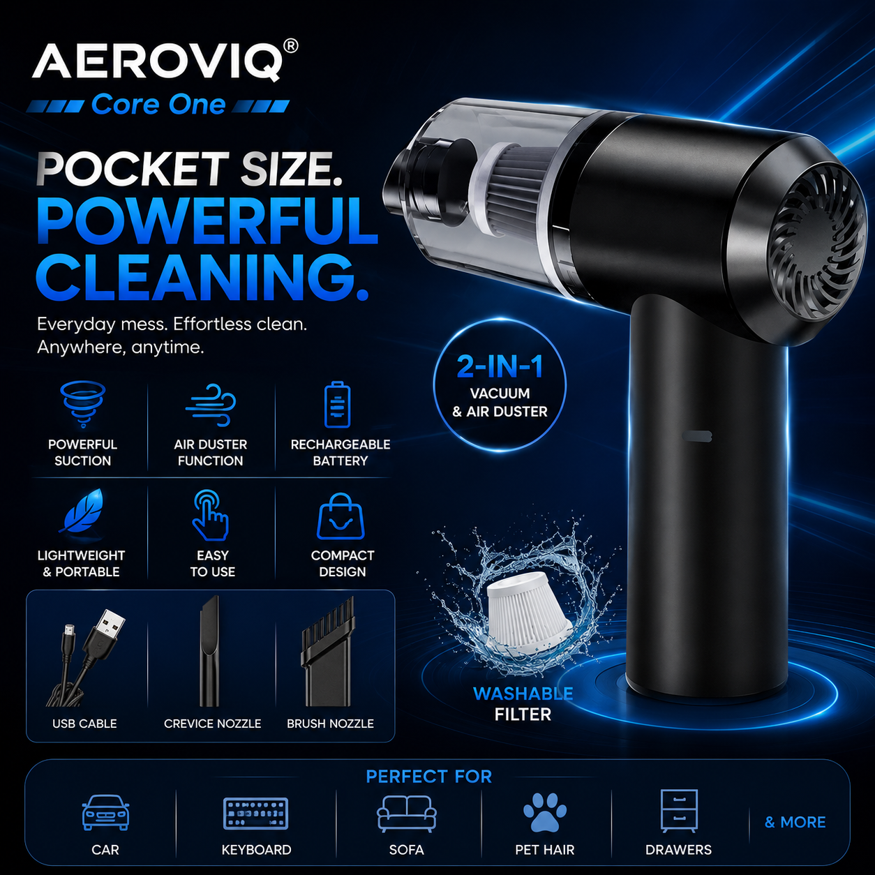 AEROVIQ® Core One | Premium Wireless Vacuum & Air Duster